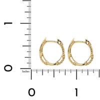 14K Yellow Gold Link Design Diamond Huggie Earrings, 14k yellow gold, Long's Jewelers