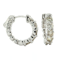 14K White Gold 5 Diamond Huggie Earrings, 14k white gold, Long's Jewelers