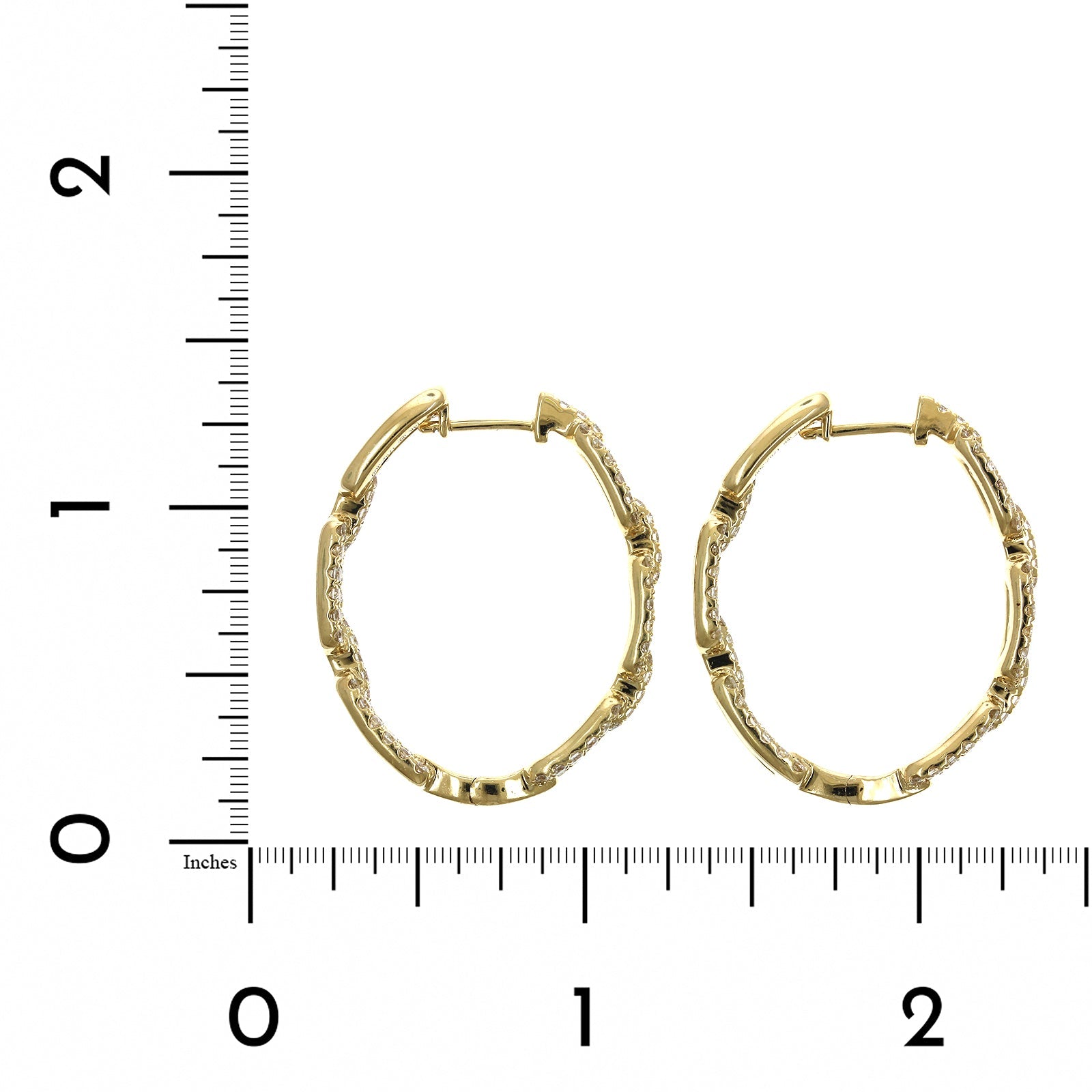 14K Yellow Gold Chain Style Diamond Hoop Earrings, 14k yellow gold, Long's Jewelers
