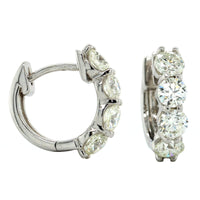 14K White Gold 4 Diamond Huggie Earring