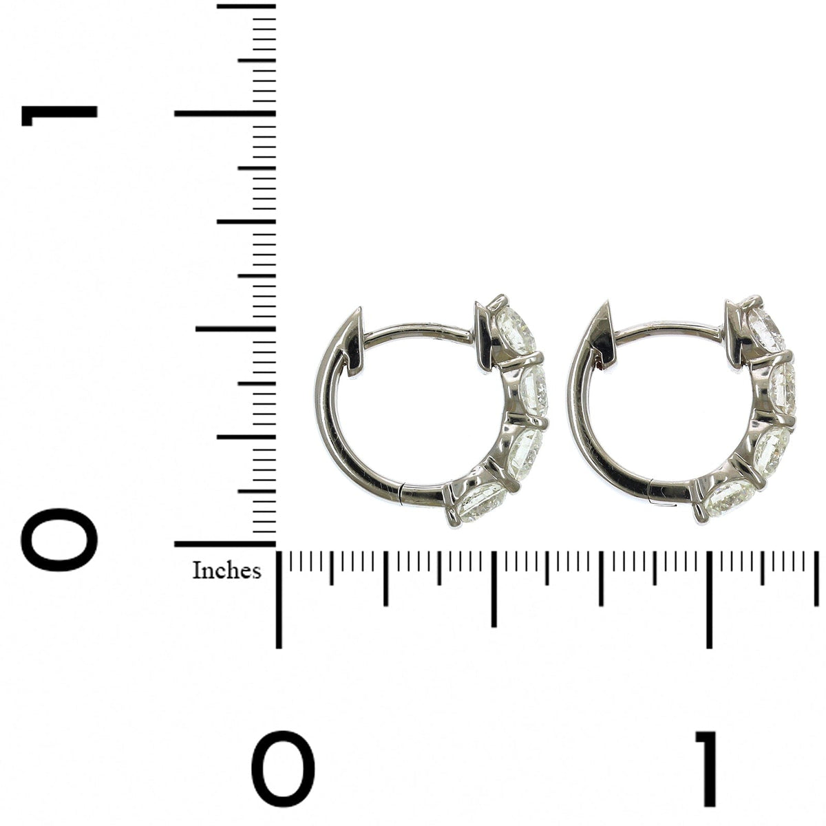 14K White Gold 4 Diamond Huggie Earring