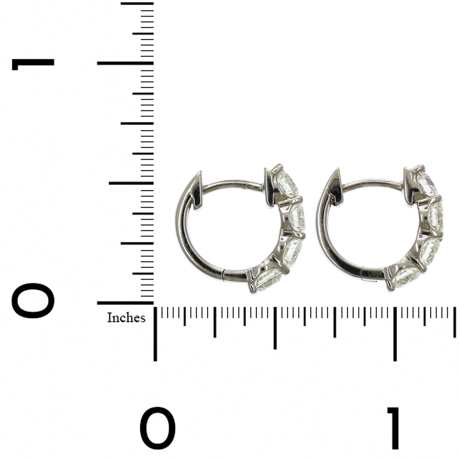 14K White Gold 4 Diamond Huggie Earring