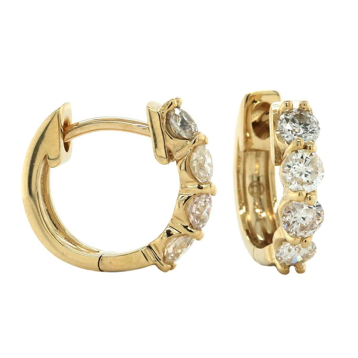 14K Yellow Gold 4 Diamond Huggie Earrings, 14k yellow gold, Long's Jewelers