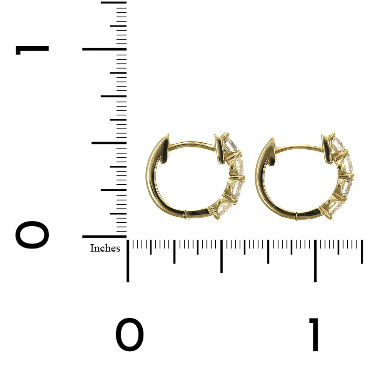 14K Yellow Gold 4 Diamond Huggie Earrings, 14k yellow gold, Long's Jewelers