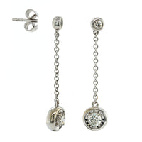 14K White Gold Bezel Set Diamond Drop Earrings, 14k white gold, Long's Jewelers