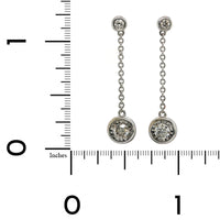 14K White Gold Bezel Set Diamond Drop Earrings, 14k white gold, Long's Jewelers