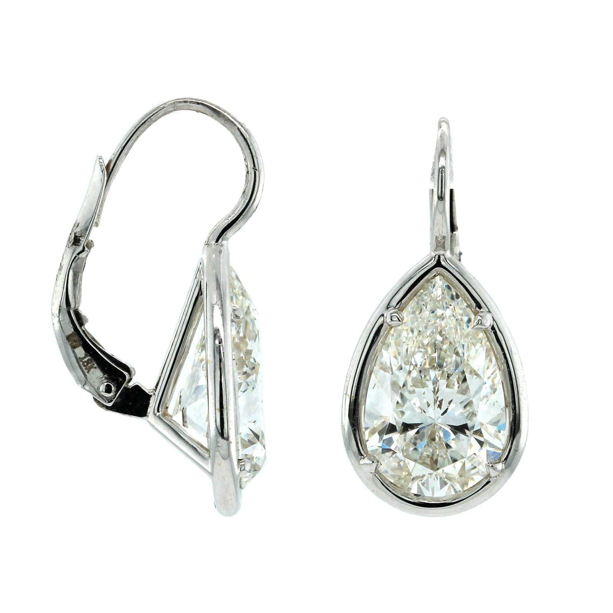 18K White Gold Pear Shape Diamond Drop Earrings, 18k white gold, Long's Jewelers