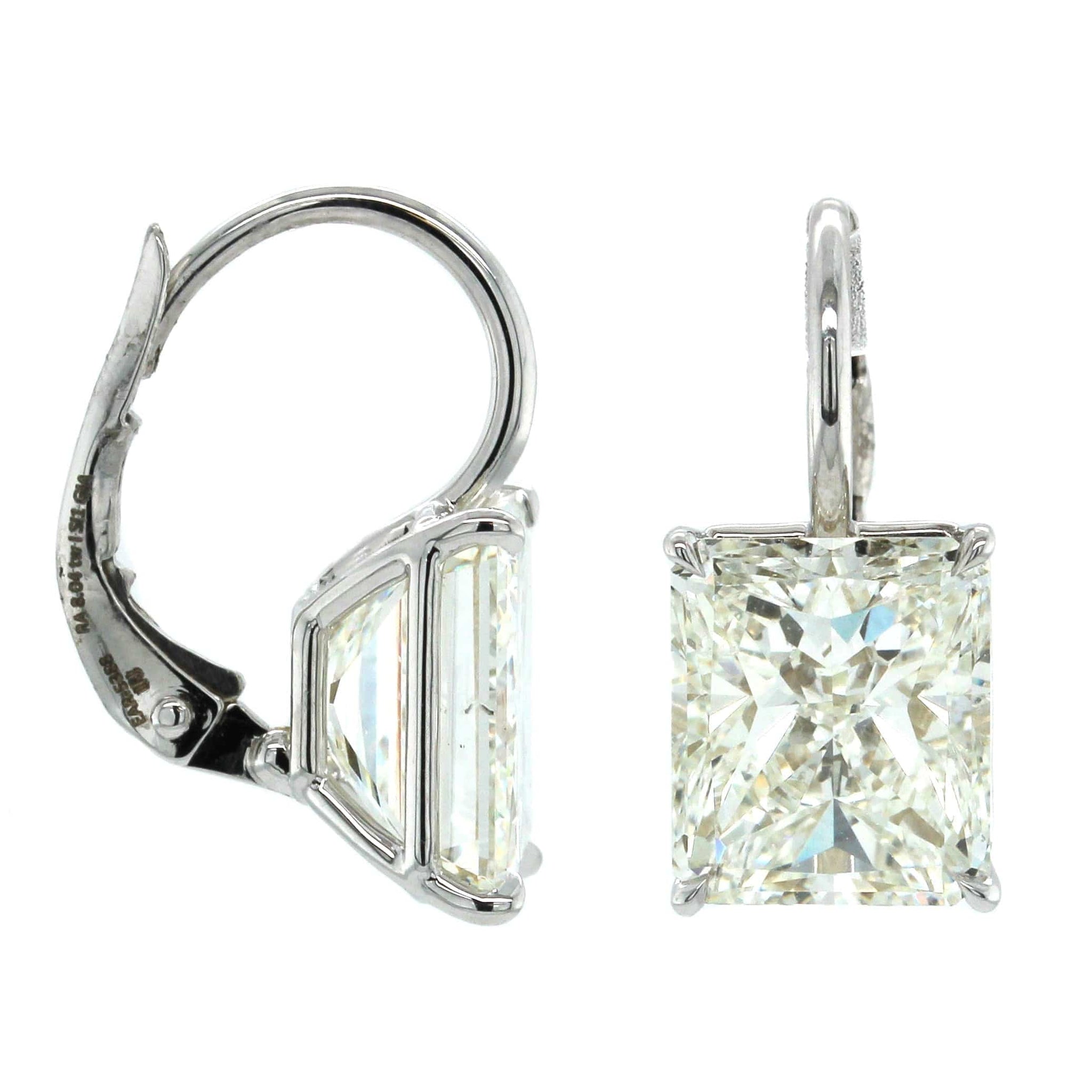 18K White Gold Radiant Cut Diamond Drop Earrings, 18k white gold, Long's Jewelers