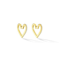 18K Yellow Gold Diamond Endless Heart Huggie Earrings, 18k yellow gold, Long's Jewelers