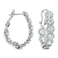 18K White Gold Diamond Halo Hoop Earrings, 18k white gold, Long's Jewelers