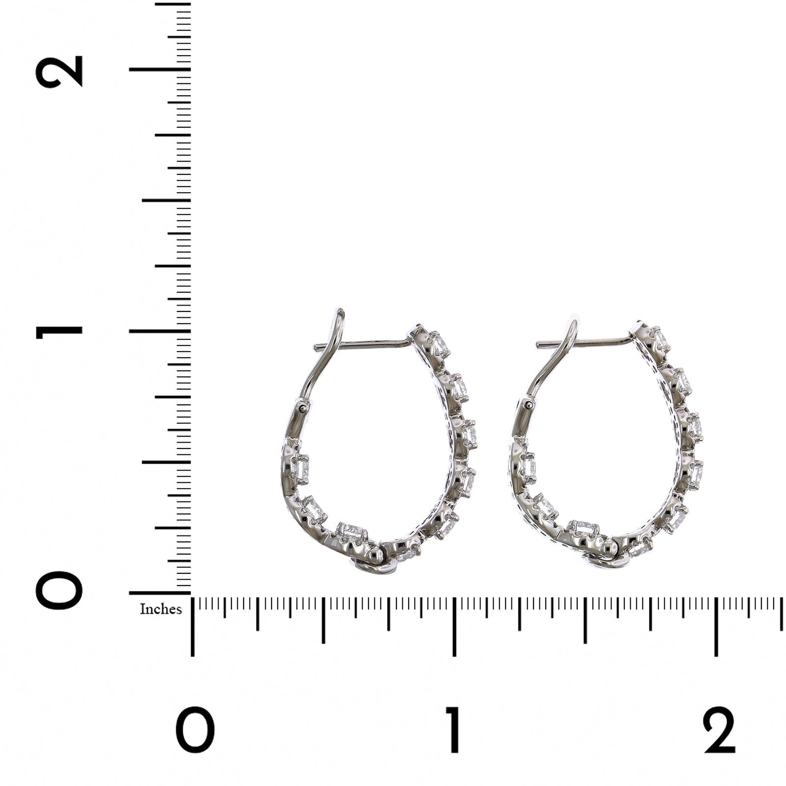 18K White Gold Diamond Halo Hoop Earrings, 18k white gold, Long's Jewelers
