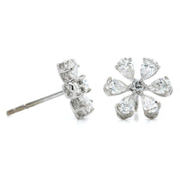 18K White Gold Flower Diamond Stud Earrings, 18k white gold, Long's Jewelers