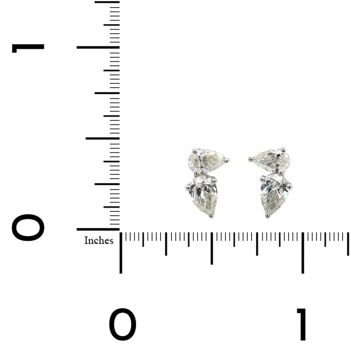 18K White Gold 2 Stone Diamond Stud Earrings, 18k white gold, Long's Jewelers