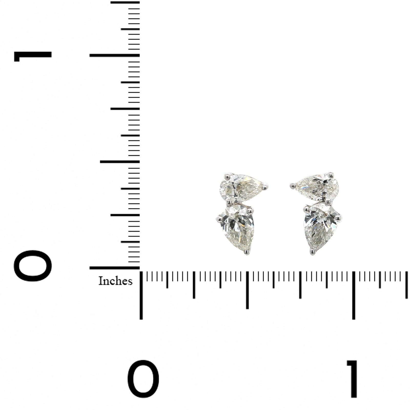 18K White Gold 2 Stone Diamond Stud Earrings, 18k white gold, Long's Jewelers