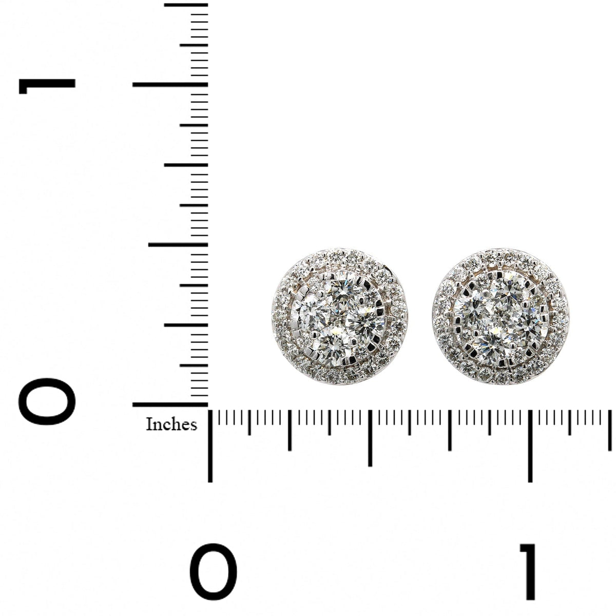 18K White Gold Diamond Cluster Halo Stud Earrings, 18k white gold, Long's Jewelers