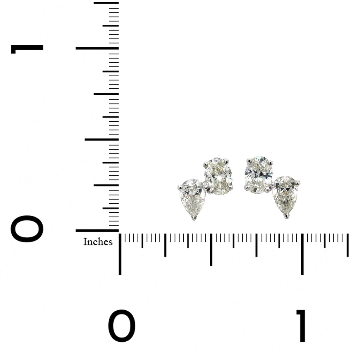 18K White Gold 2 Stone Diamond Stud Earrings, 18k white gold, Long's Jewelers