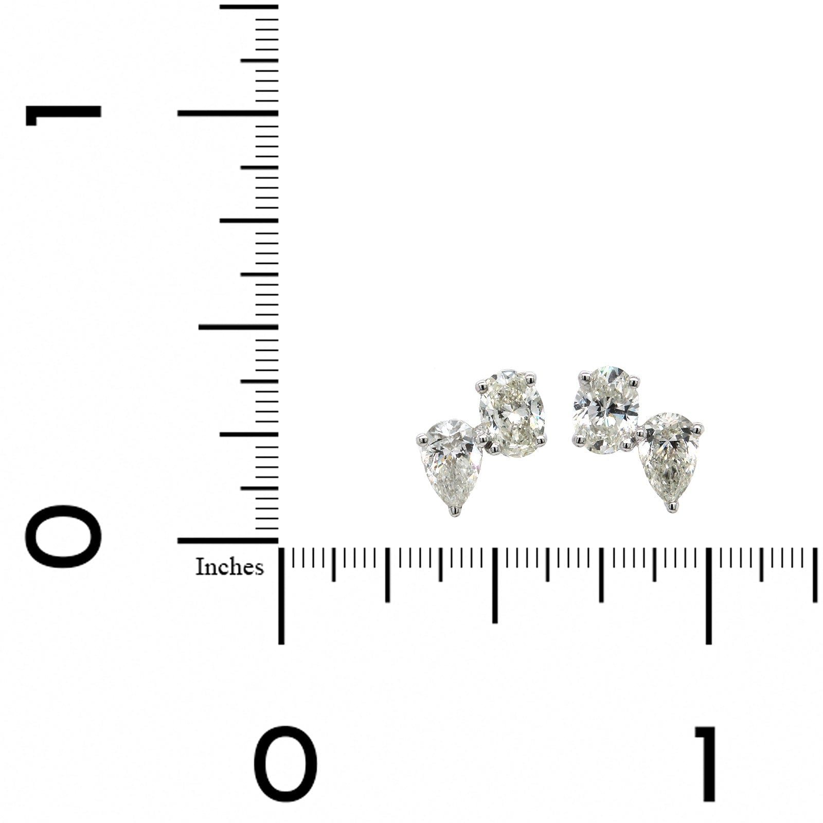 18K White Gold 2 Stone Diamond Stud Earrings, 18k white gold, Long's Jewelers