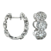 14K White Gold Diamond Halo Huggie Earrings, 14k white gold, Long's Jeweler's