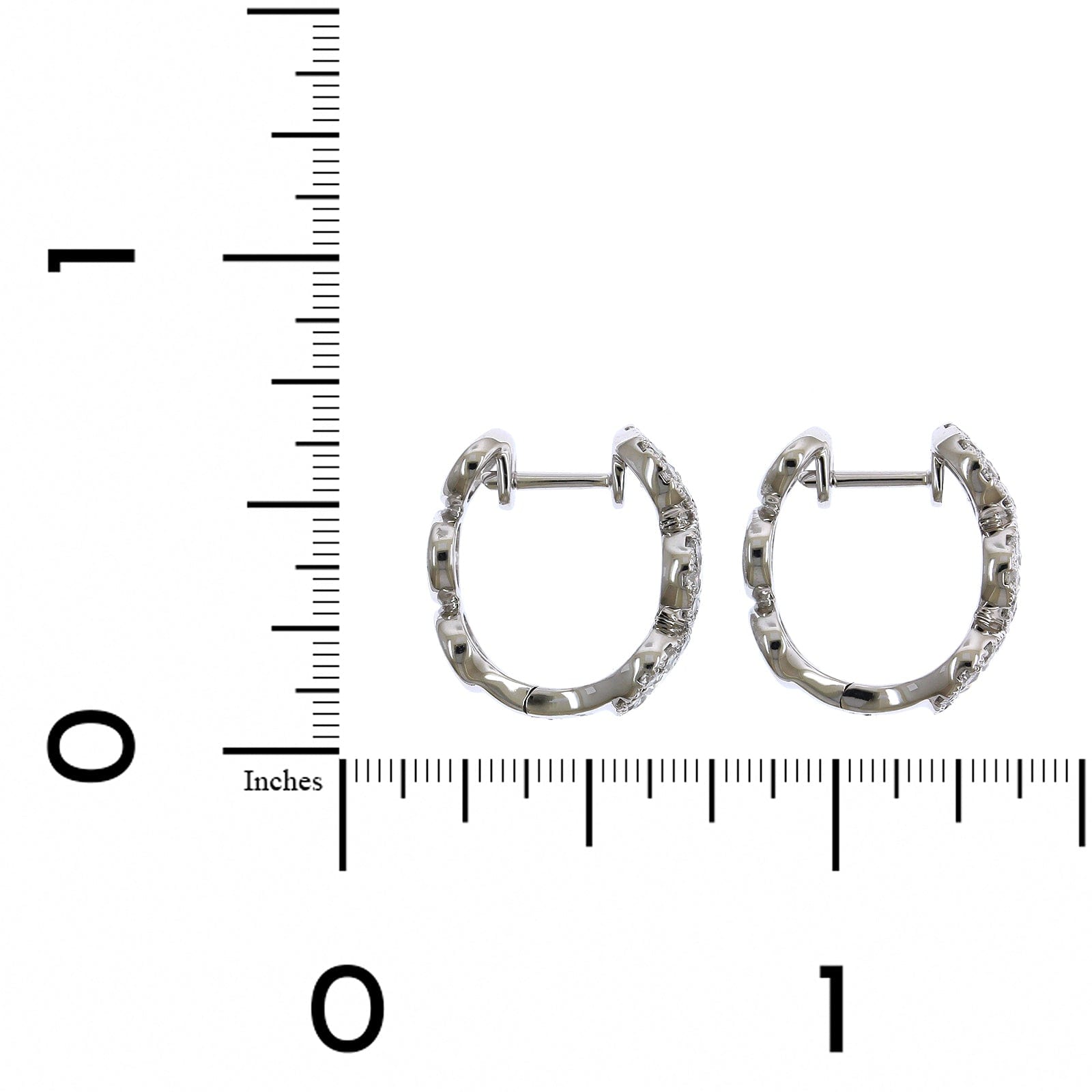 14K White Gold Diamond Halo Huggie Earrings, 14k white gold, Long's Jeweler's