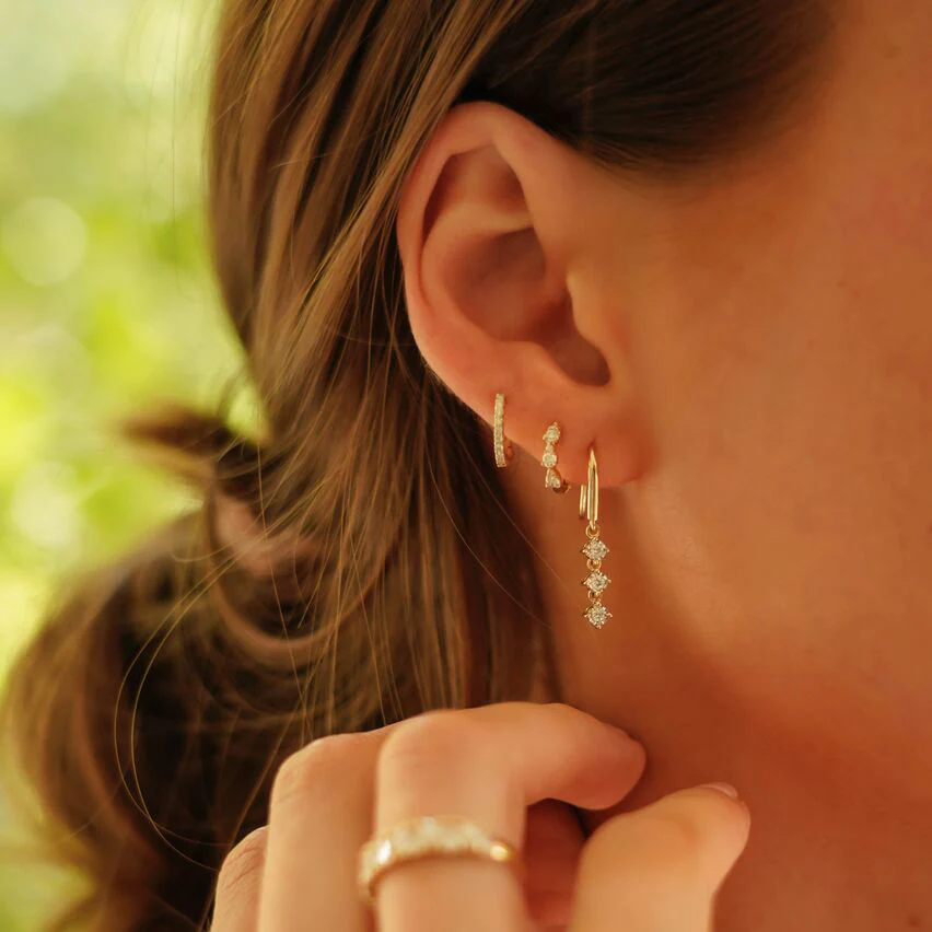 14K White Gold 3 Diamond Drop Earrings, 14k white gold, Long's Jewelers