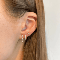 14K White Gold 3 Bezel Set Diamond Drop Earrings, 14k white gold, Long's Jewelers