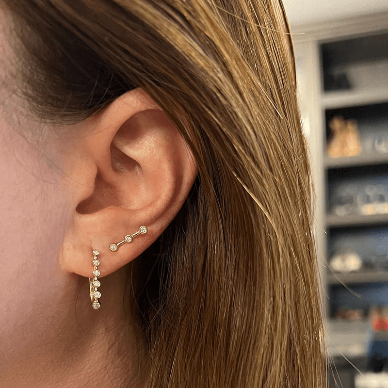 14K Yellow Gold 3 Bezel Set Diamond Drop Earrings, 14k yellow gold, Long's Jewelers