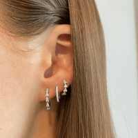 14K White Gold Baguette Huggie Earrings, 14k white gold, Long's Jewelers