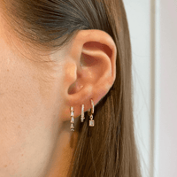 14K Yellow Gold Baguette Huggie Earrings, 14k yellow gold, Long's Jewelers