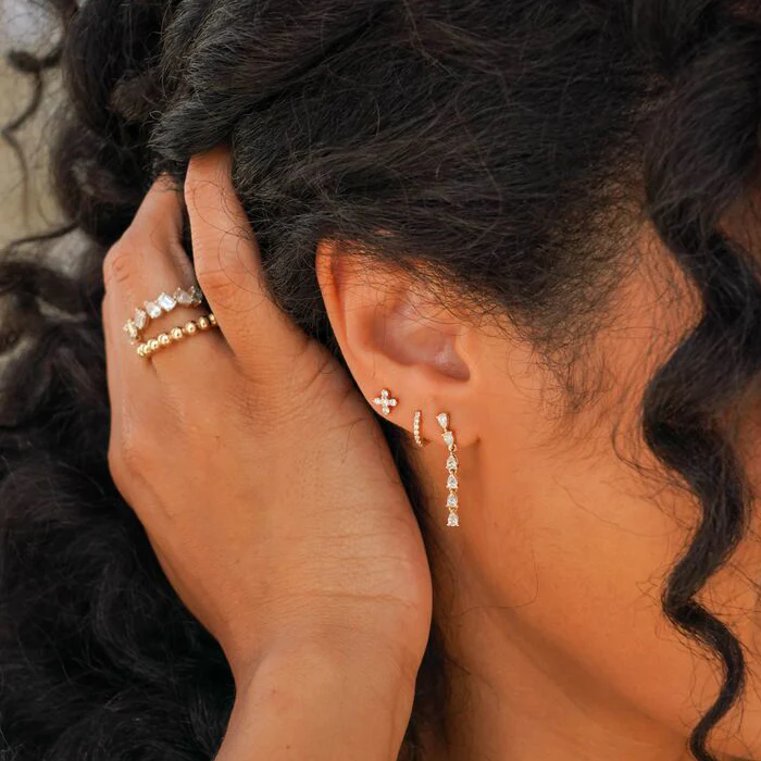 14K White Gold Pear Shape Diamond Drop Earrings, 14k white gold, Long's Jewelers