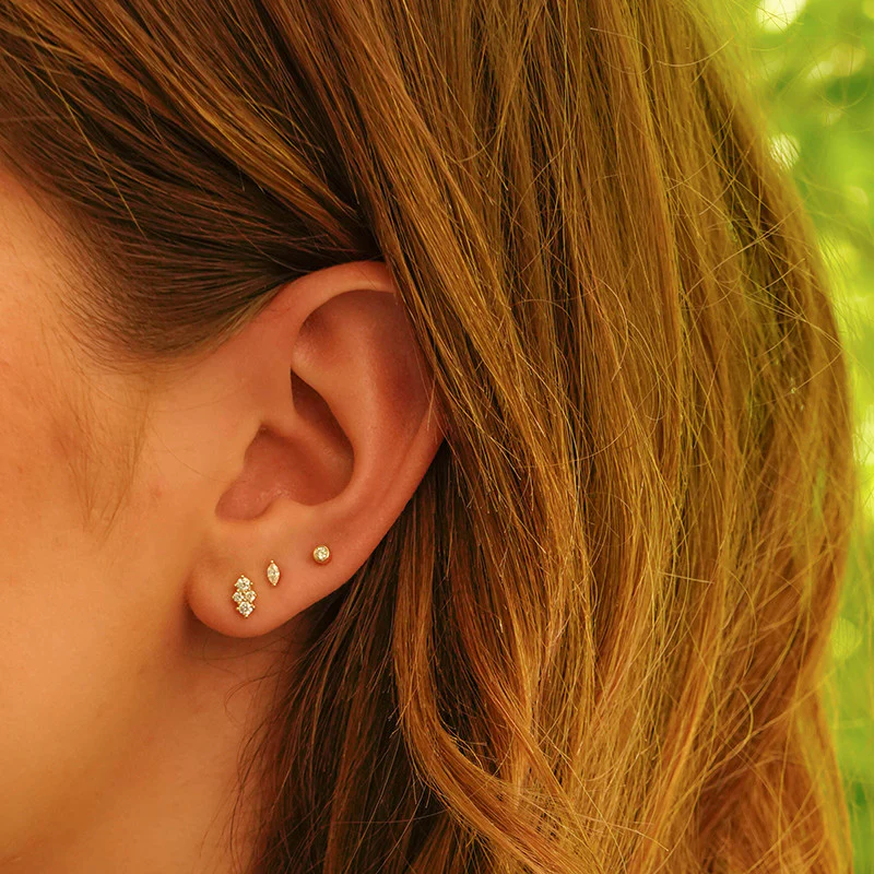 14K White Gold Pave Diamond Single Stud Earring, 14k white gold, Long's Jewelers
