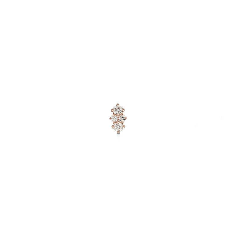 14K Rose Gold Pave Diamond Single Stud Earring, 14k rose gold, Long's Jewelers