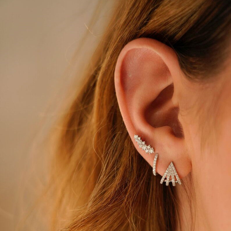 14K Rose Gold Diamond Climber Earrings, 14k rose gold, Long's Jewelers