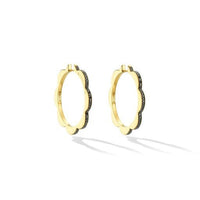 18K Yellow Gold White and Black Diamond Reversible Huggie Earrings, 18k yellow gold, Long's Jewelers