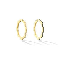 18K Yellow Gold White and Black Diamond Reversible Huggie Earrings, 18k yellow gold, Long's Jewelers