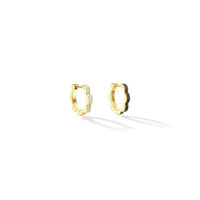 18K Yellow Gold White and Black Diamond Reversible Huggie Earrings, 18k yellow gold, Long's Jewelers