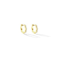 18K Yellow Gold White and Black Diamond Reversible Huggie Earrings, 18k yellow gold, Long's Jewelers