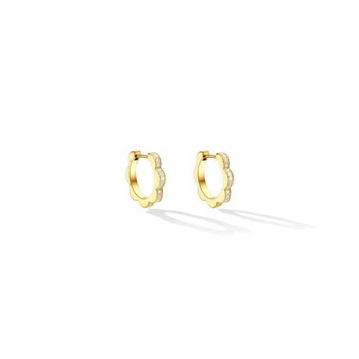 18K Yellow Gold White and Black Diamond Reversible Huggie Earrings, 18k yellow gold, Long's Jewelers