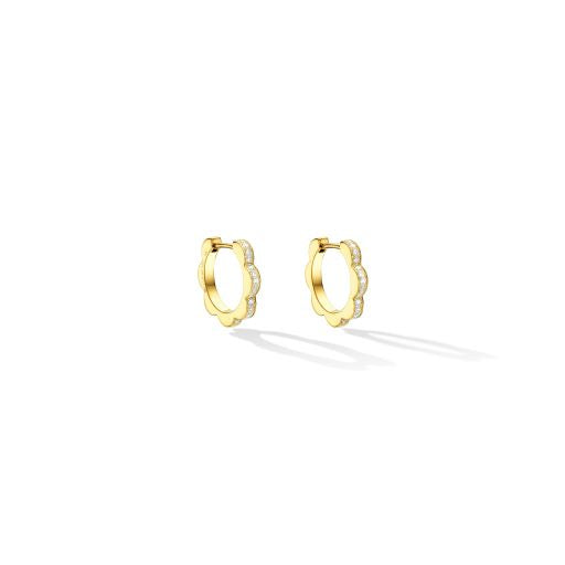 18K Yellow Gold White and Black Diamond Reversible Huggie Earrings, 18k yellow gold, Long's Jewelers