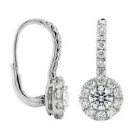 14K White Gold Diamond Halo Drop Earrings, 14k white gold, Long's Jeweler's