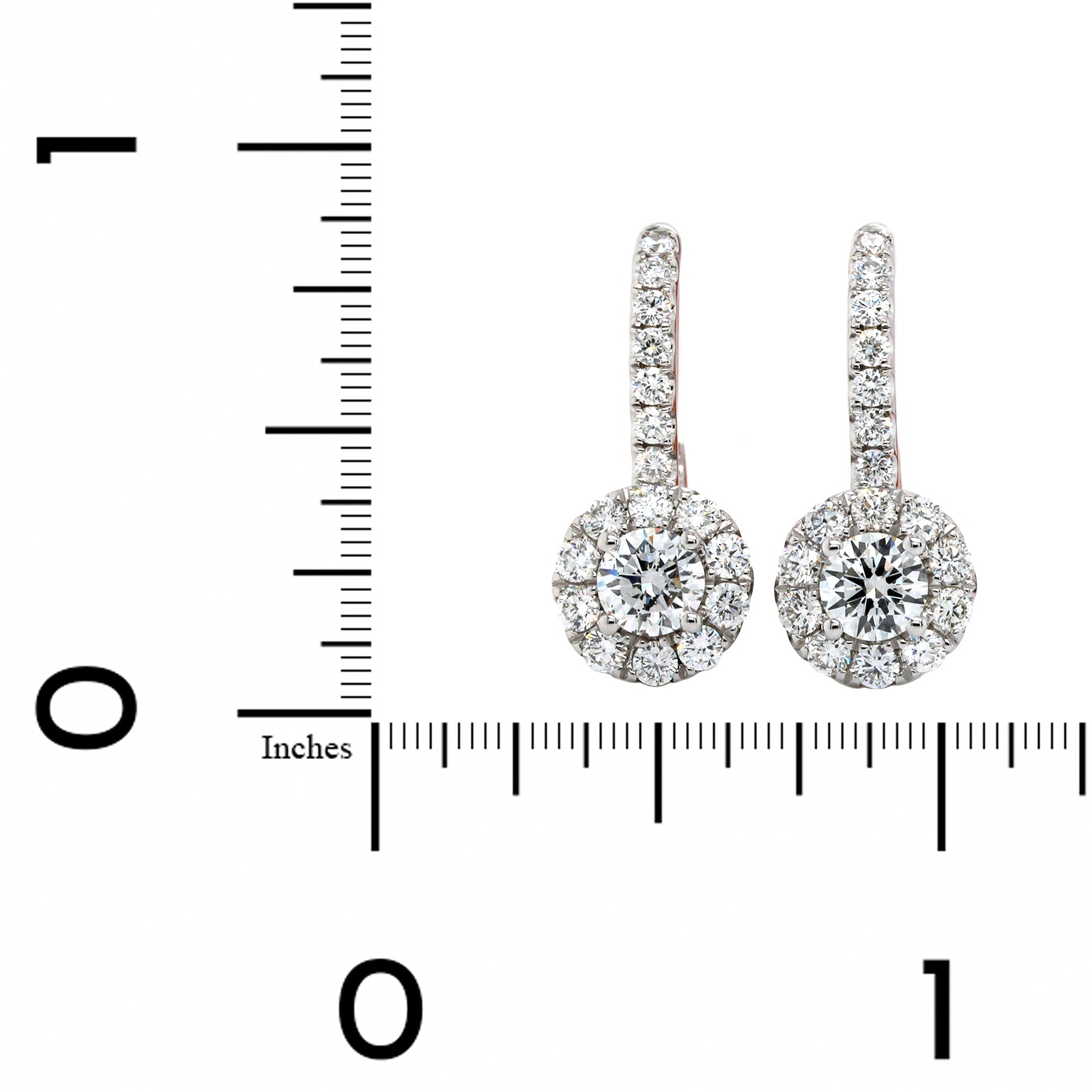 14K White Gold Diamond Halo Drop Earrings, 14k white gold, Long's Jeweler's
