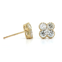 14K Yellow Gold Clover Diamond Stud Earrings, 14k yellow gold, Long's Jeweler's