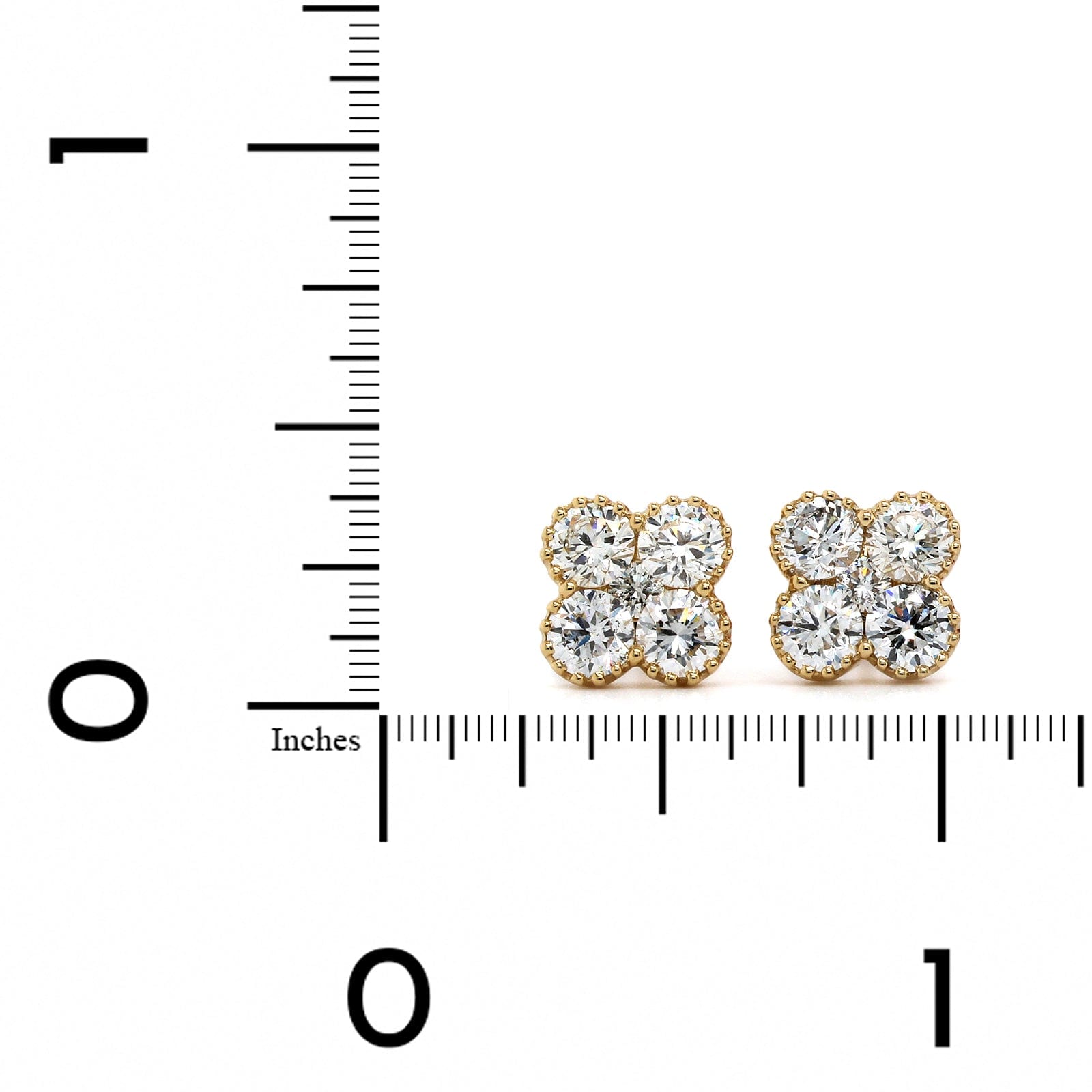 14K Yellow Gold Clover Diamond Stud Earrings, 14k yellow gold, Long's Jeweler's
