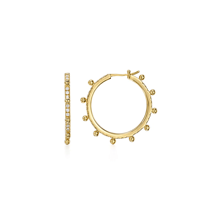 18K Yellow Gold Diamond Hoop Earrings, 18k yellow gold, Long's Jewelers
