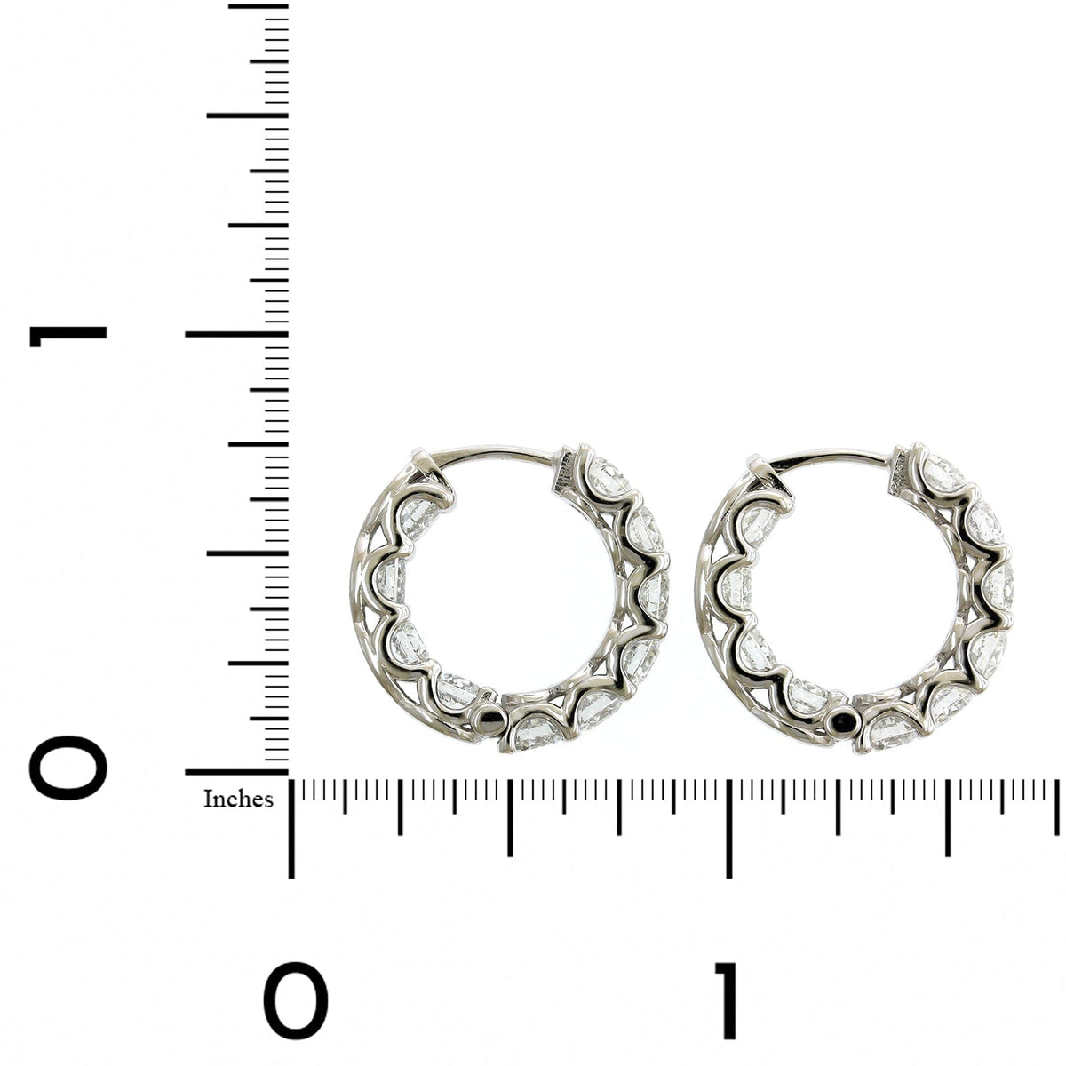 18K White Gold Inside Outside Diamond Hoop Earrings