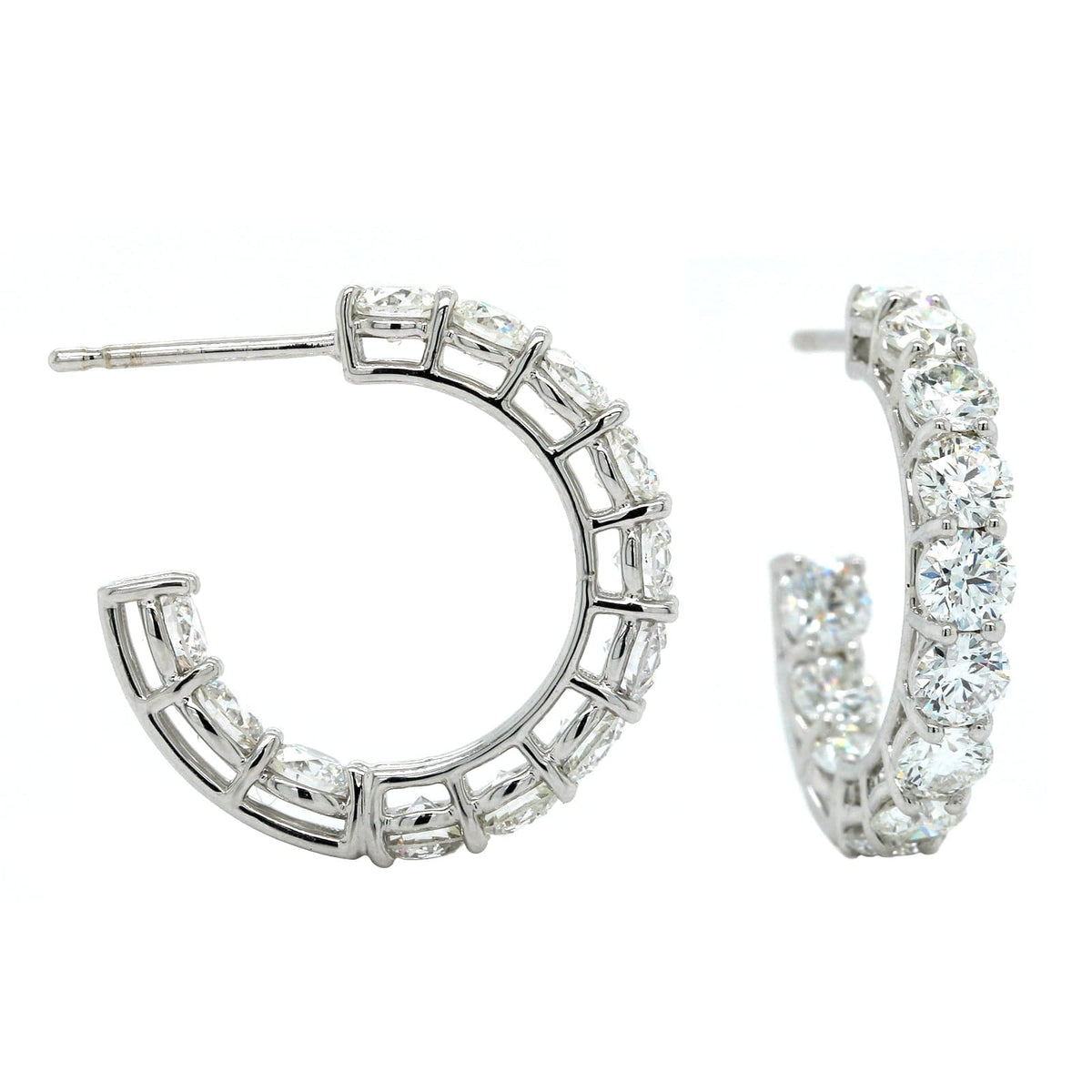 18K White Gold Open Diamond Hoop Earrings, 18k white gold, Long's Jewelers