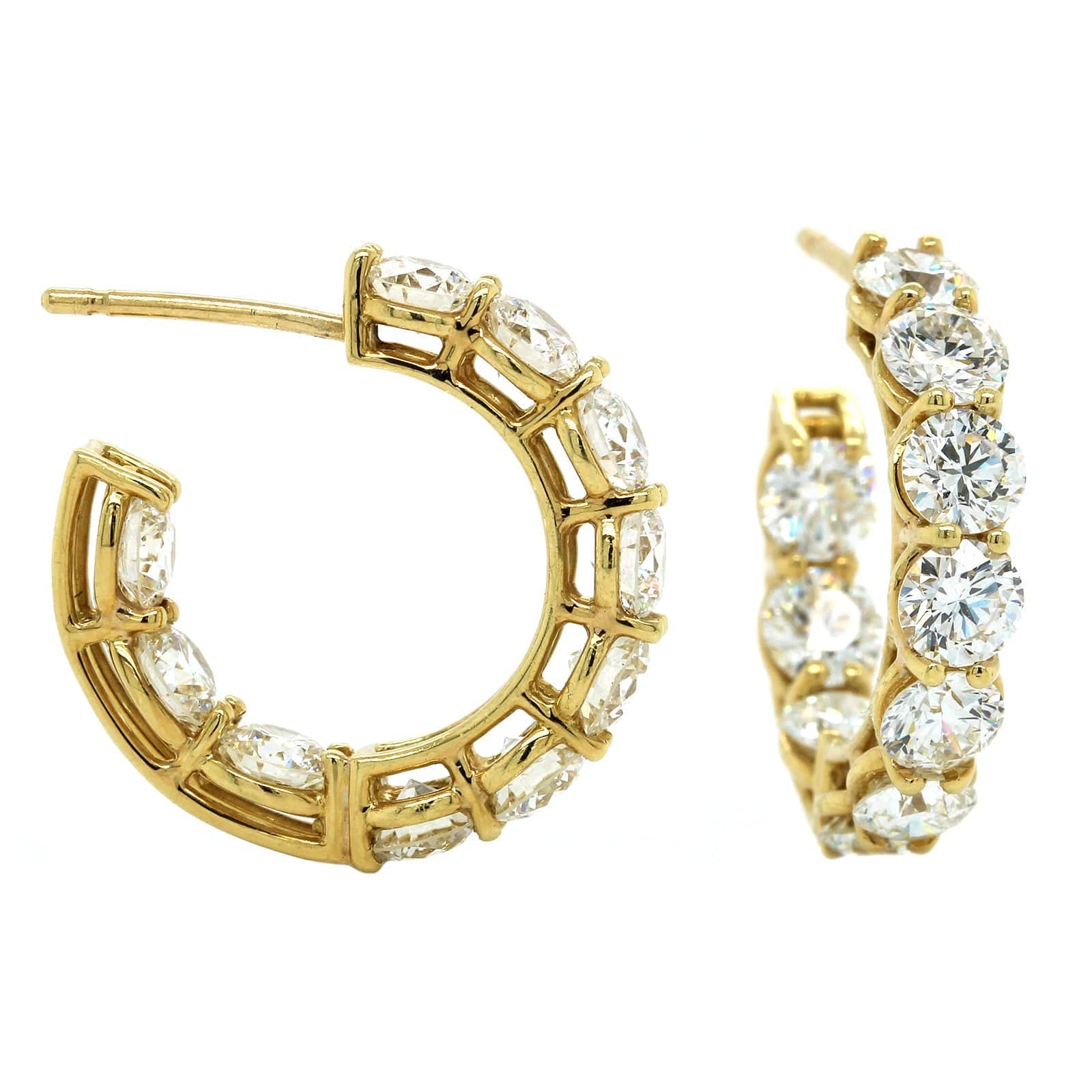 18K Yellow Gold Open Diamond Hoop Earrings, 18k yellow gold, Long's Jewelers