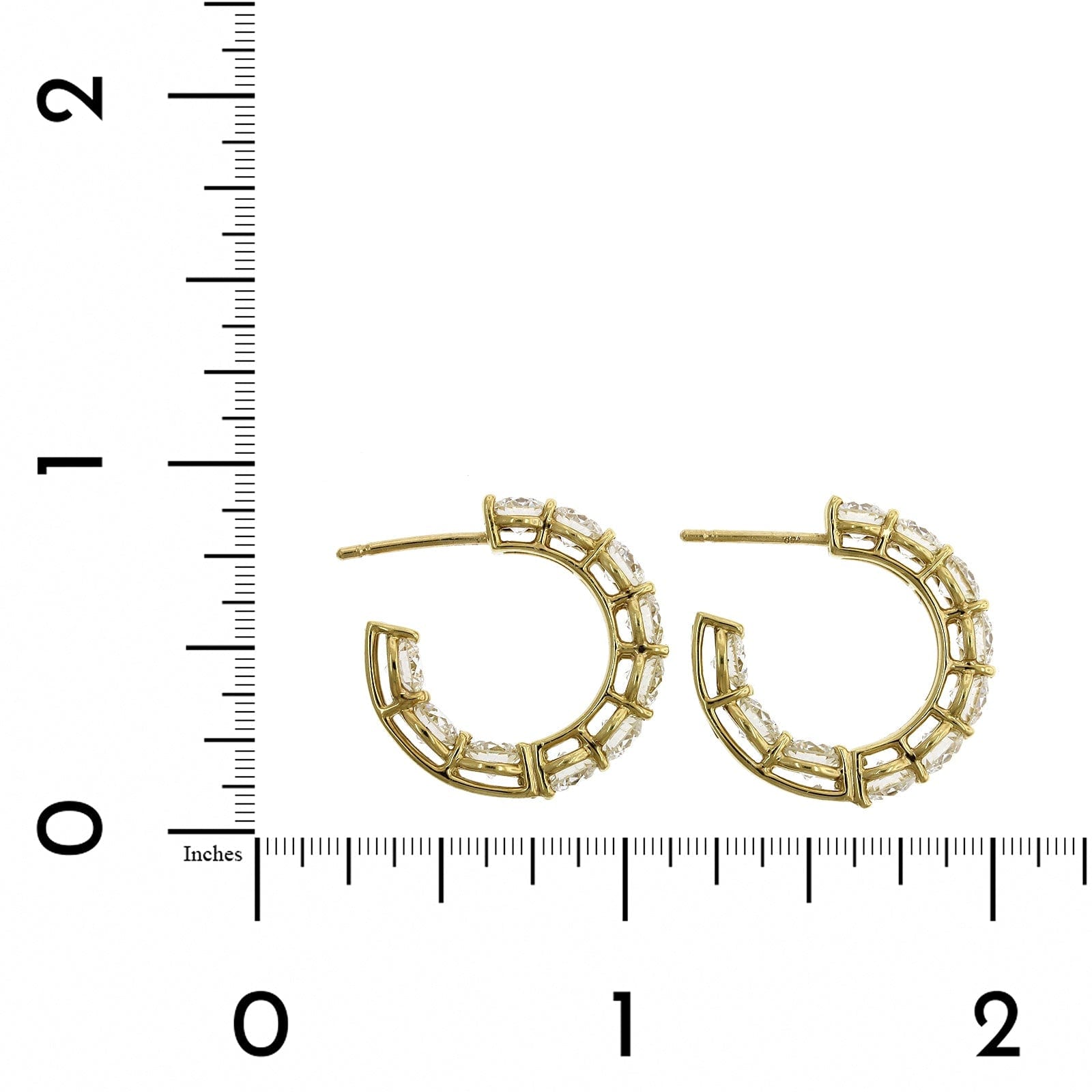18K Yellow Gold Open Diamond Hoop Earrings, 18k yellow gold, Long's Jewelers
