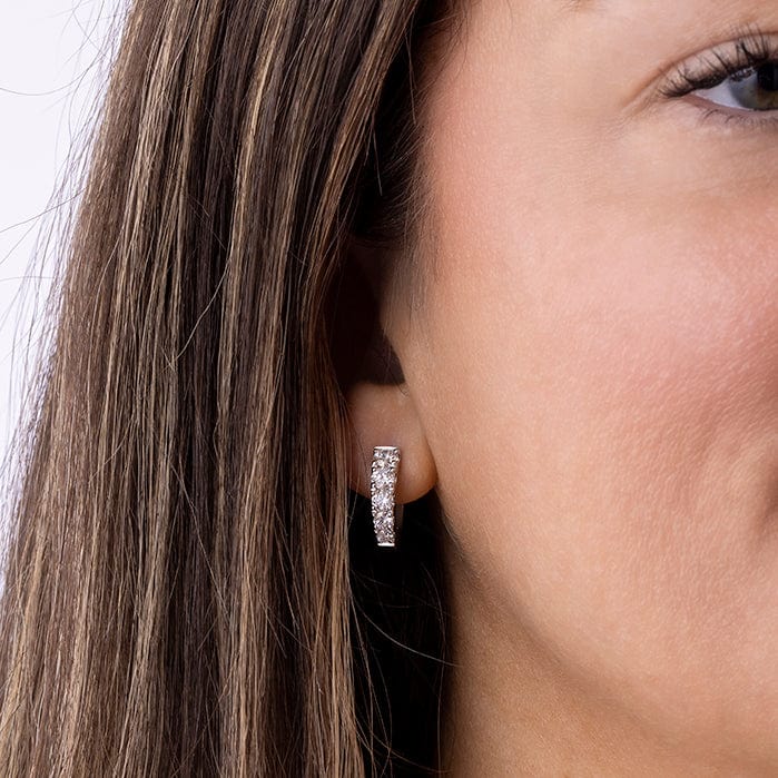18K White Gold Graduated Huggie Earrings