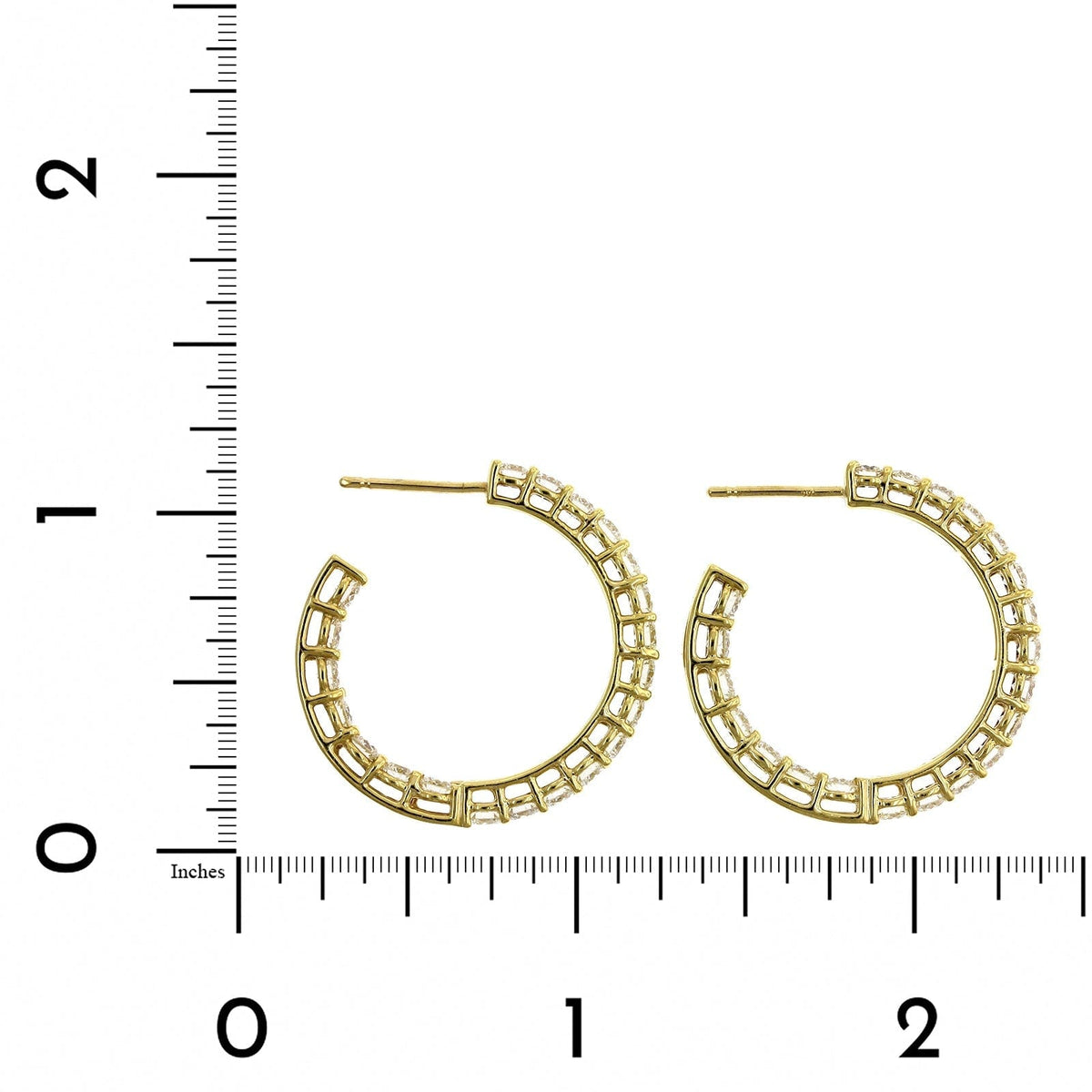 18K Yellow Gold Open Diamond Hoop Earrings, 18k yellow gold, Long's Jewelers