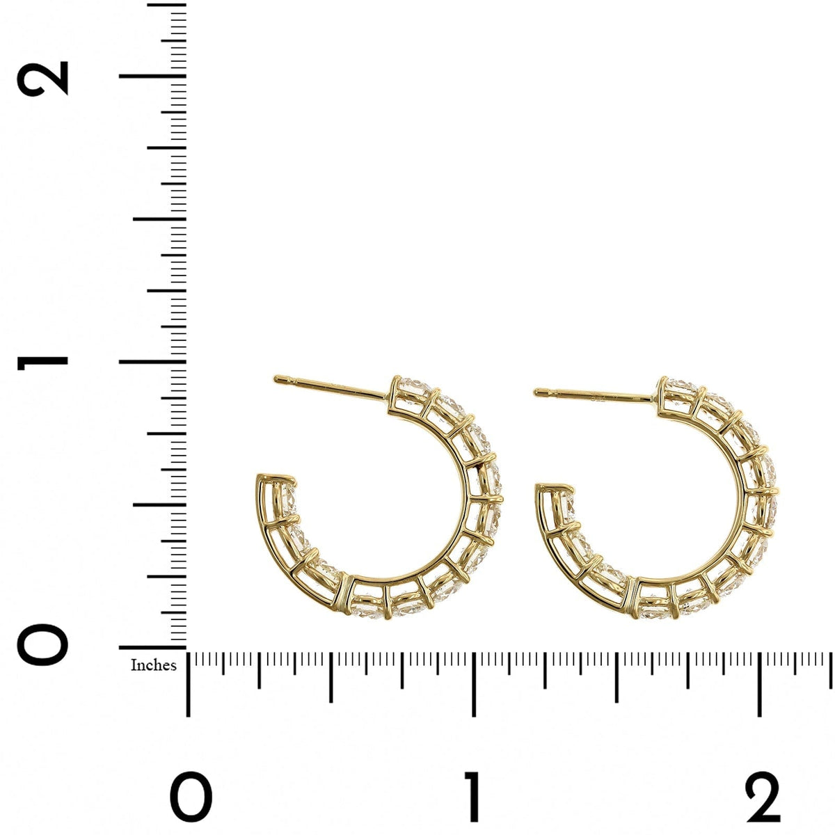 18K Yellow Gold Open Diamond Hoop Earrings, 18k yellow gold, Long's Jewelers